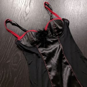 NEW S Rampage Black/Red satin an mesh nightie or negligee nightgown